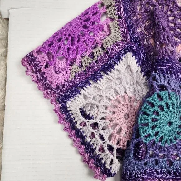 New Handmade Boho Crochet Granny Square Top - Vibrant Patchwork Festival Blouse - Picture 9 of 16